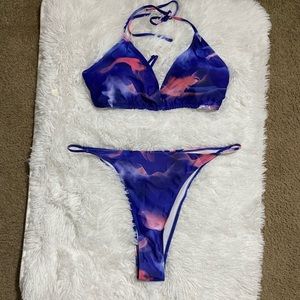 Marble Blue & Pink Triangle Bikini